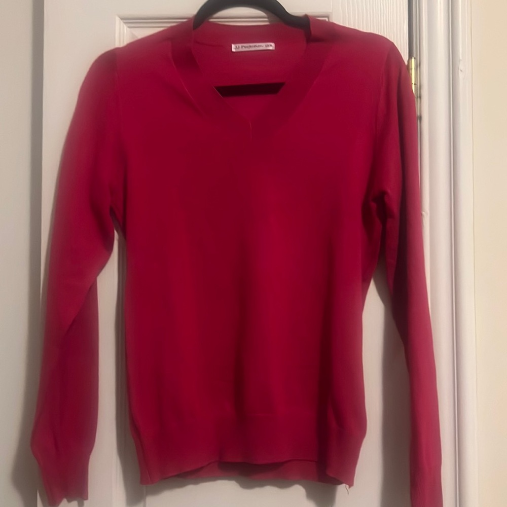 Hot pink, long sleeve, V-neck sweater